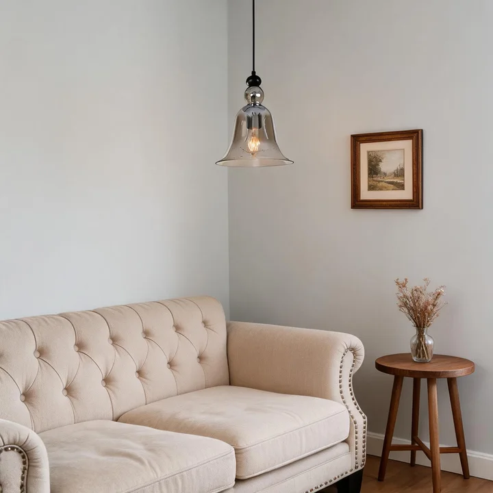 Industrial Style Bell Shape Glass Pendant Light