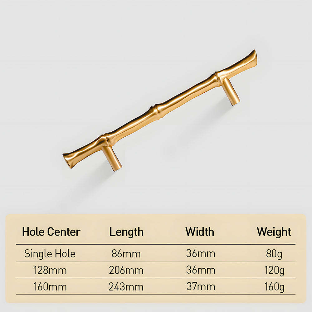 Bamboo Modern Brass Cabinet Handles