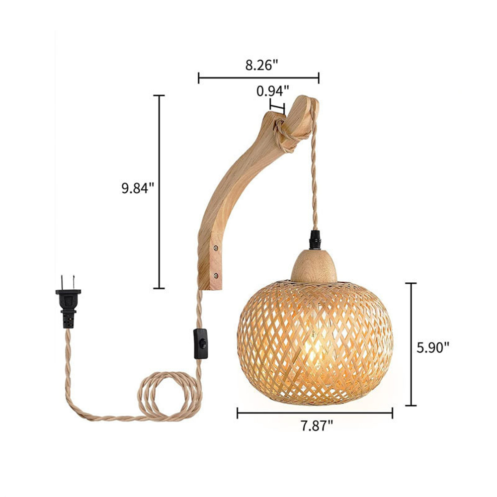 Rustic Farmhouse Bamboo Woven Wall Lamp