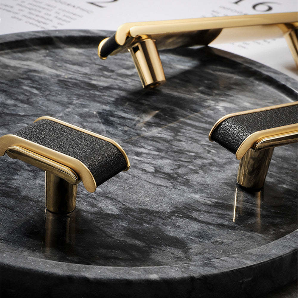 Luxury Leather Pattern Cabinet Pulls -Homdiy