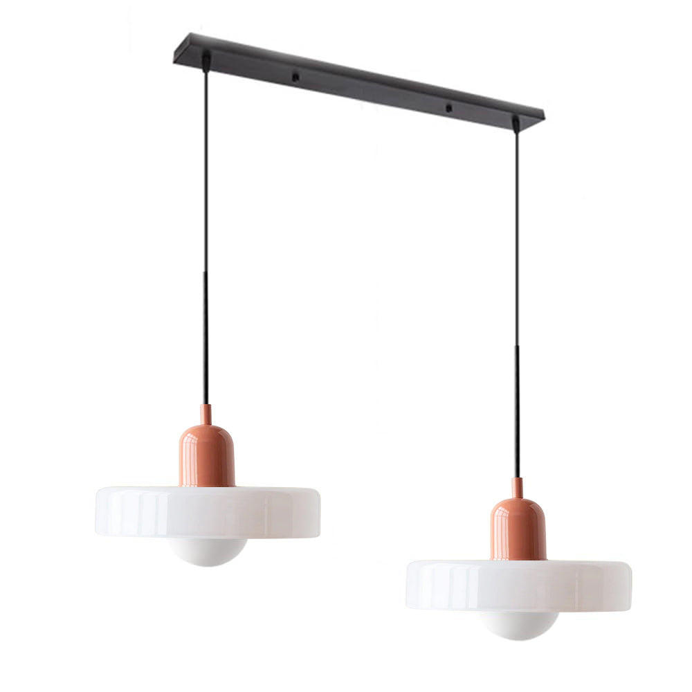 2 Heads Modern Bauhaus Stained Glass Pendant Lamp