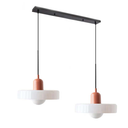 2 Heads Modern Bauhaus Stained Glass Pendant Lamp