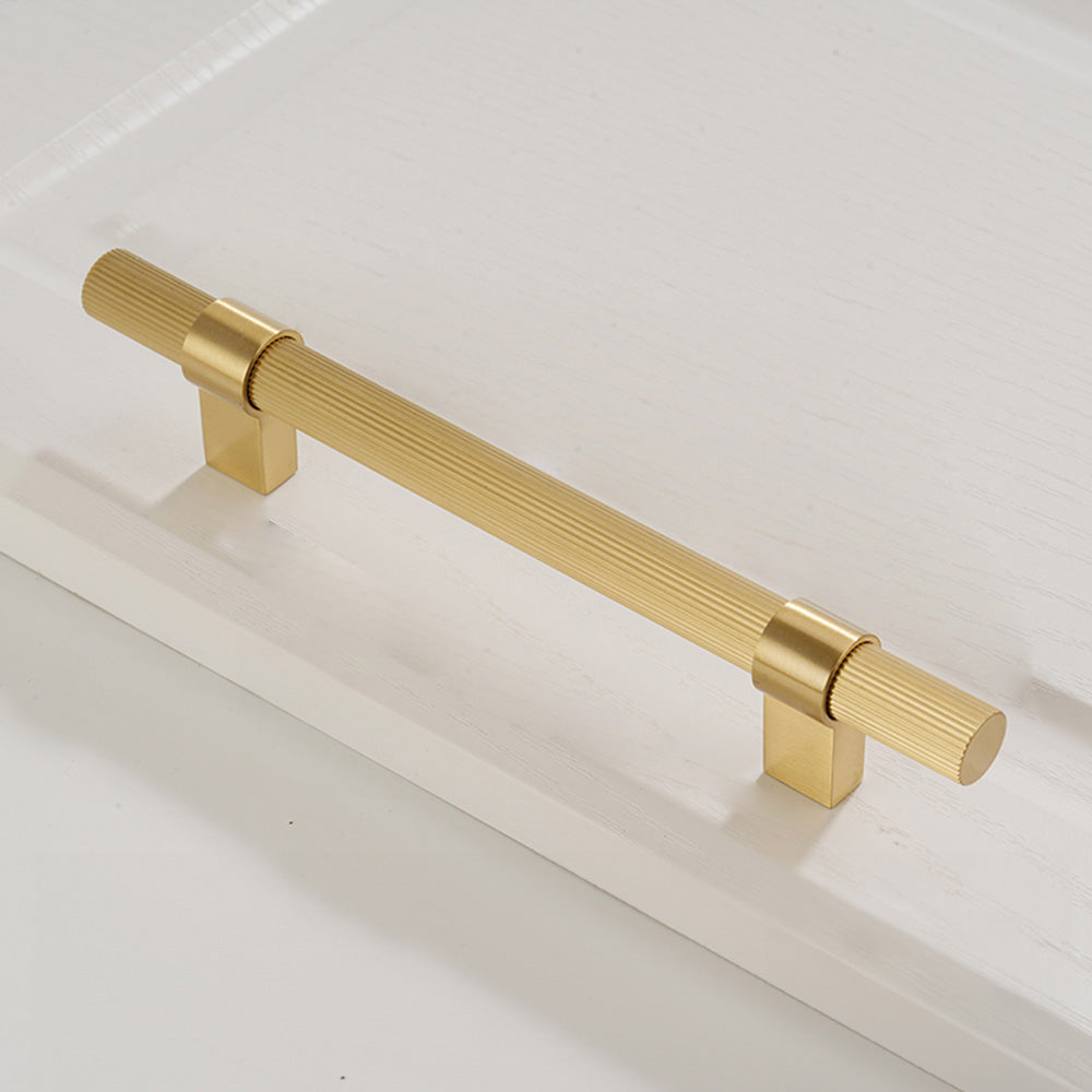 Solid Brass Gold Knurled Hardware Kitchen Cabinet Pulls