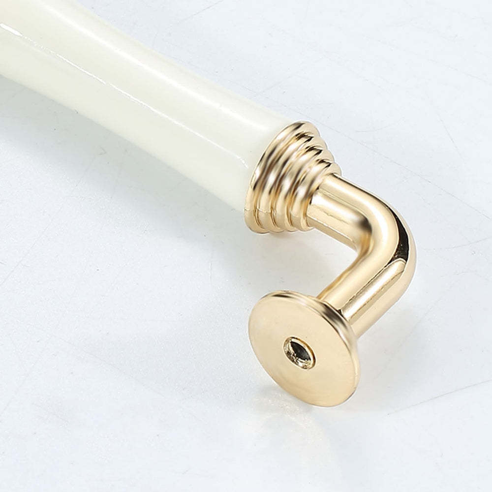Light Luxury Gold White Creamic Kitchen Door Handles -Homdiy
