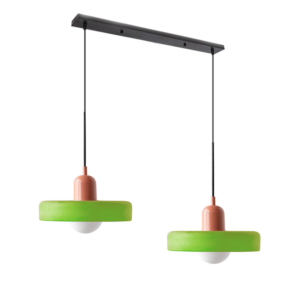 2 Heads Modern Bauhaus Stained Glass Pendant Lamp