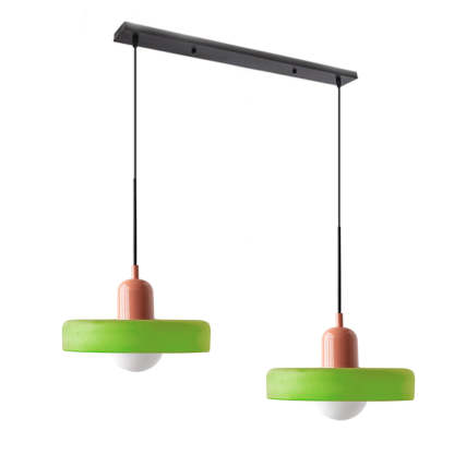 2 Heads Modern Bauhaus Stained Glass Pendant Lamp