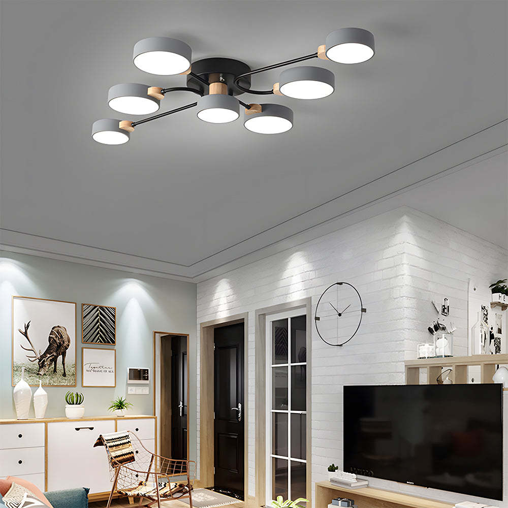 Nordic Multi-circular Wood Flush Mount LED Ceiling Light