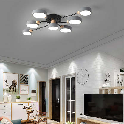 Nordic Multi-circular Wood Flush Mount LED Ceiling Light