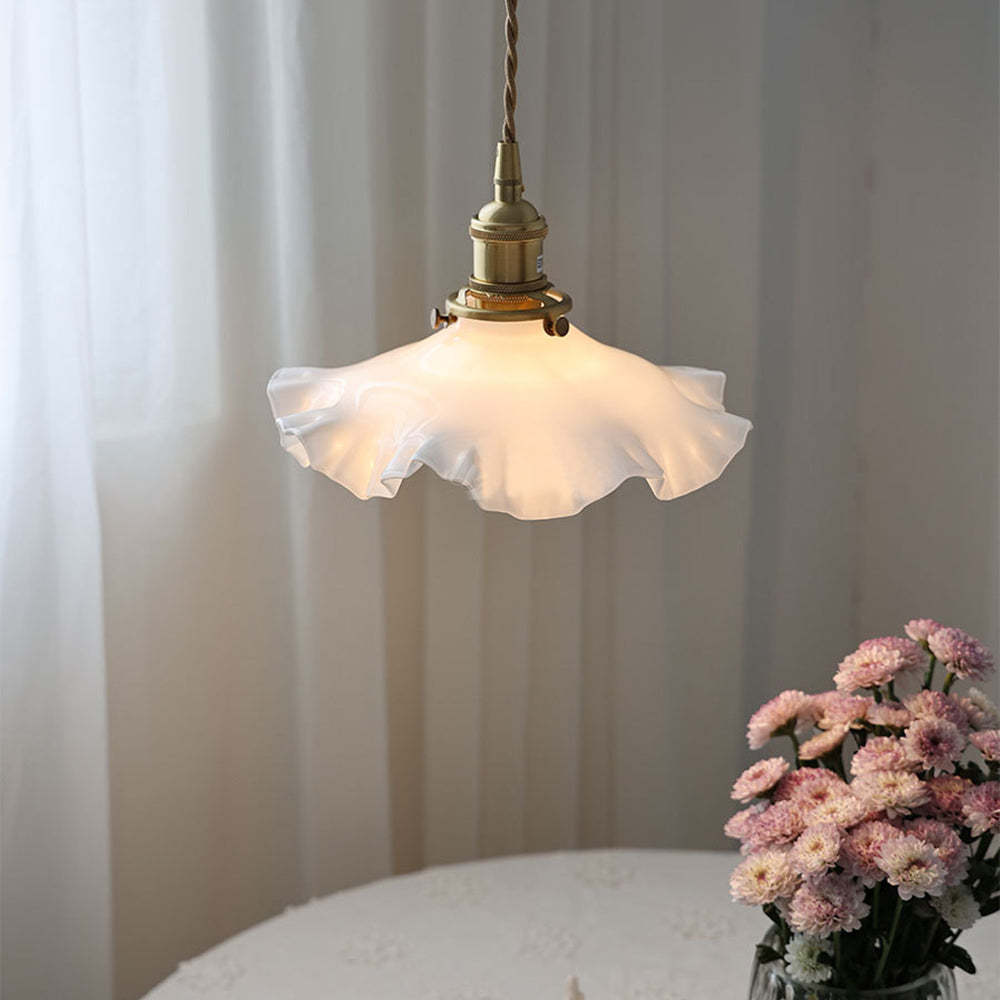 Nordic Kitchen Island Vintage Glass Pleated Pendant Lamp -Homdiy