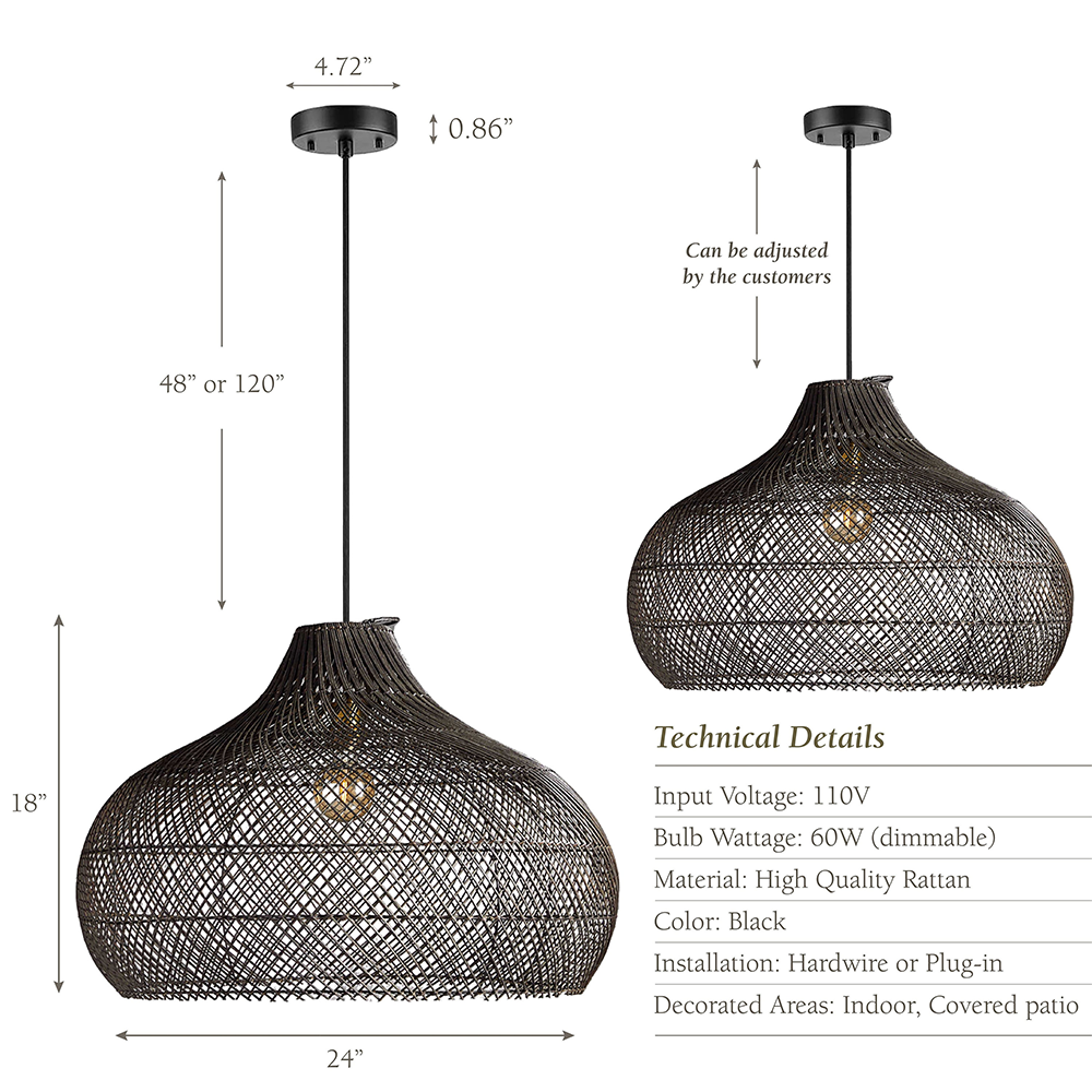 Farmhouse Dome Boho Pendant Light -Homdiy