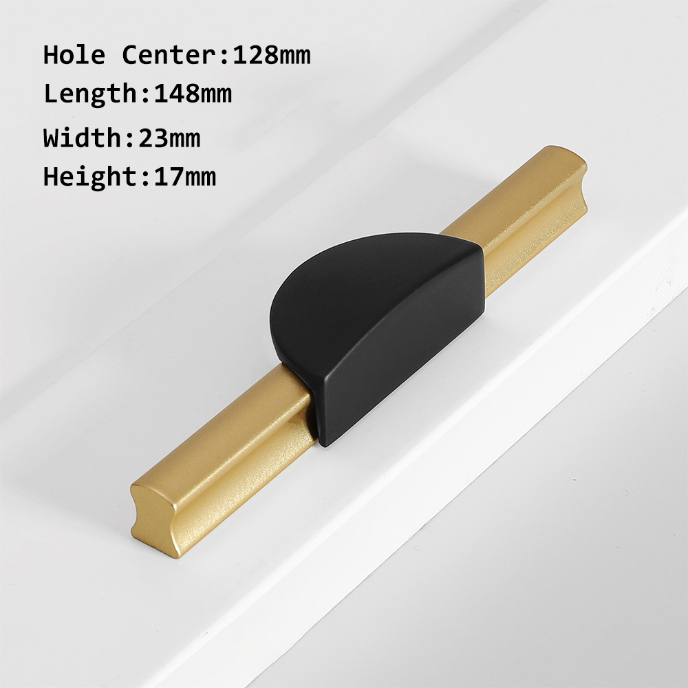 Gold & Black Semicircle Wardrobe Pulls Dresser Drawer Handles -Homdiy