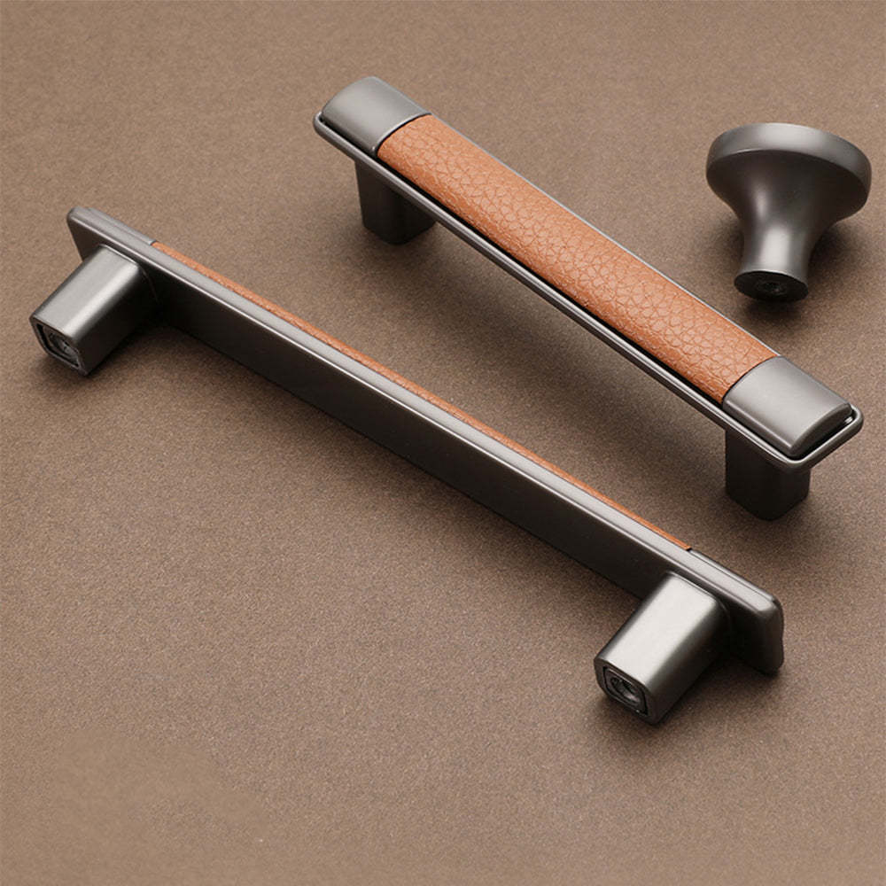 Antique Brown Leather Cabinet Handles -Homdiy