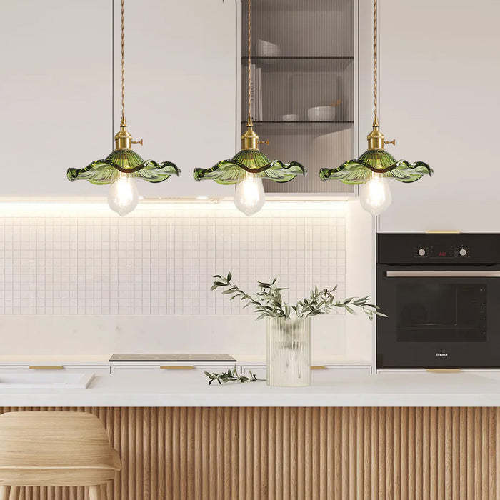 Stylish Hibiscus Flower Glass Pendant Light -Homdiy