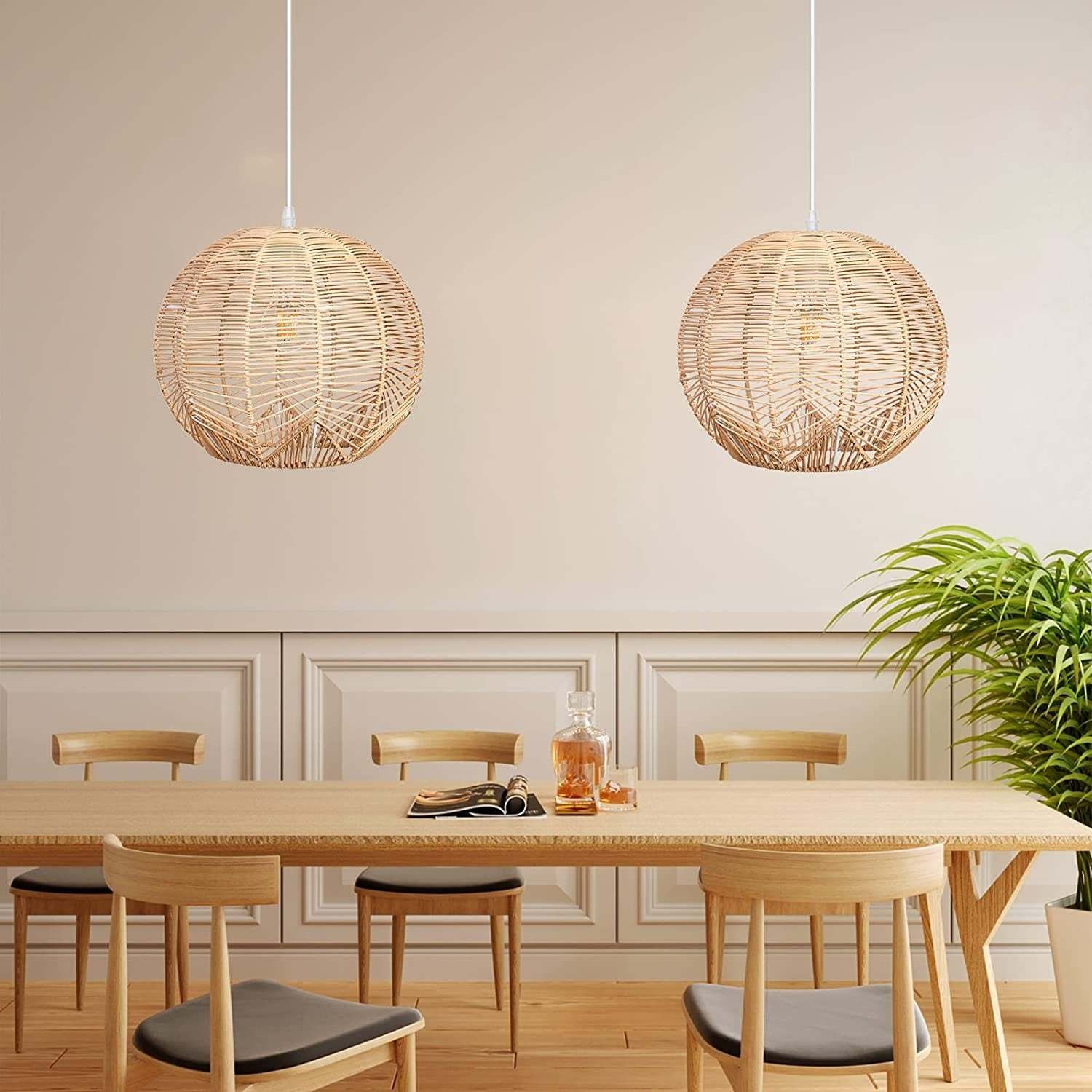 Global Rattan Hanging Ceiling Light Kitchen Island Pendant Lampshade -Homdiy