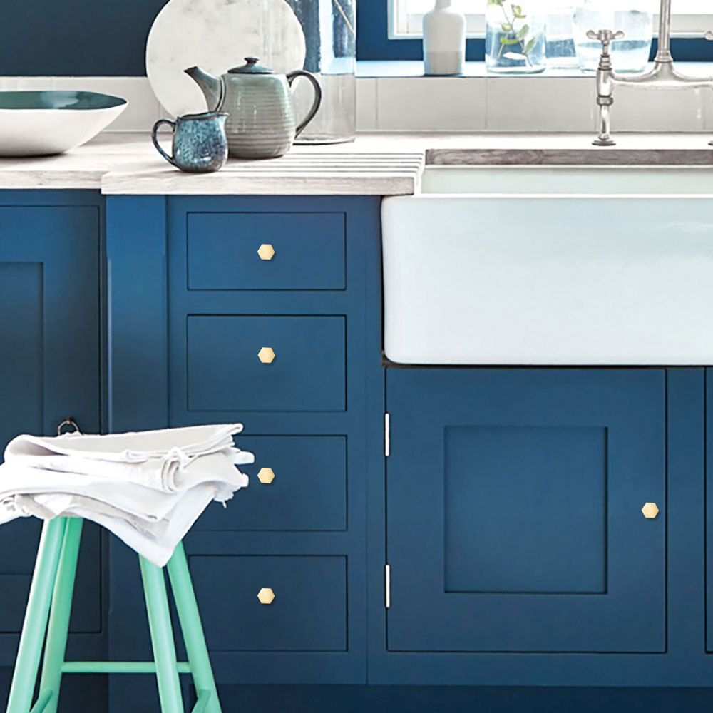 5 Pack Kitchen Gold Knobs Brushed Brass Dresser Knobs Hexagonal Cabinet Knobs(LS6275GD) -Homdiy