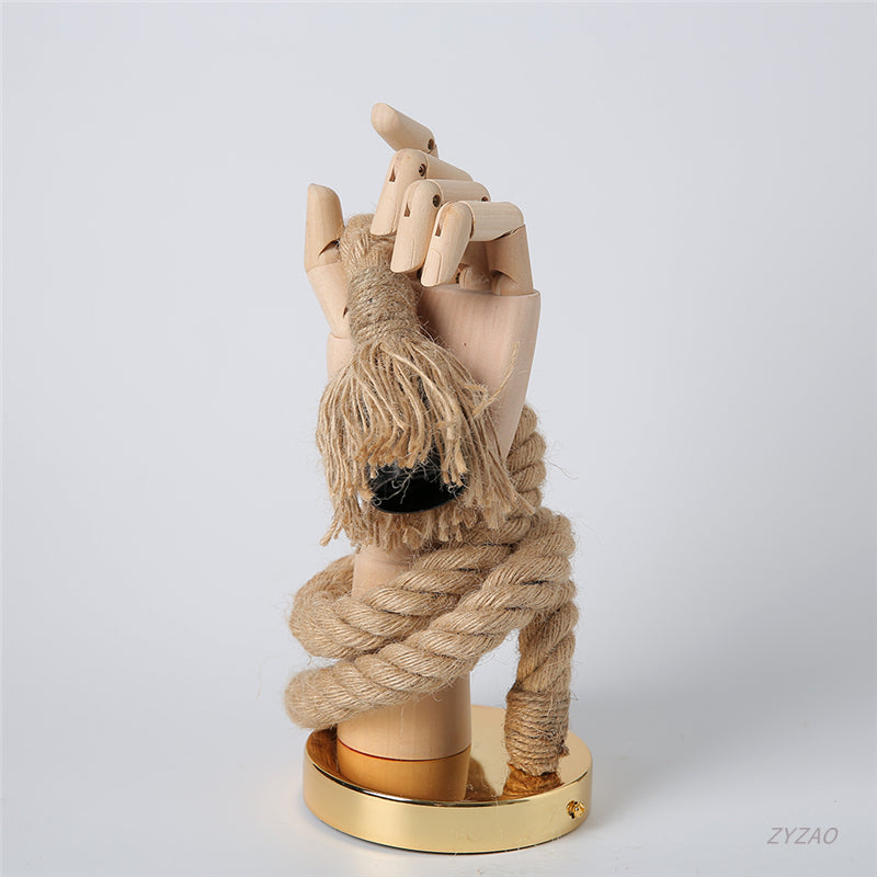 Retro Industrial Hemp Rope Wall Lamp Creative Hand Shape Wall Light -Homdiy