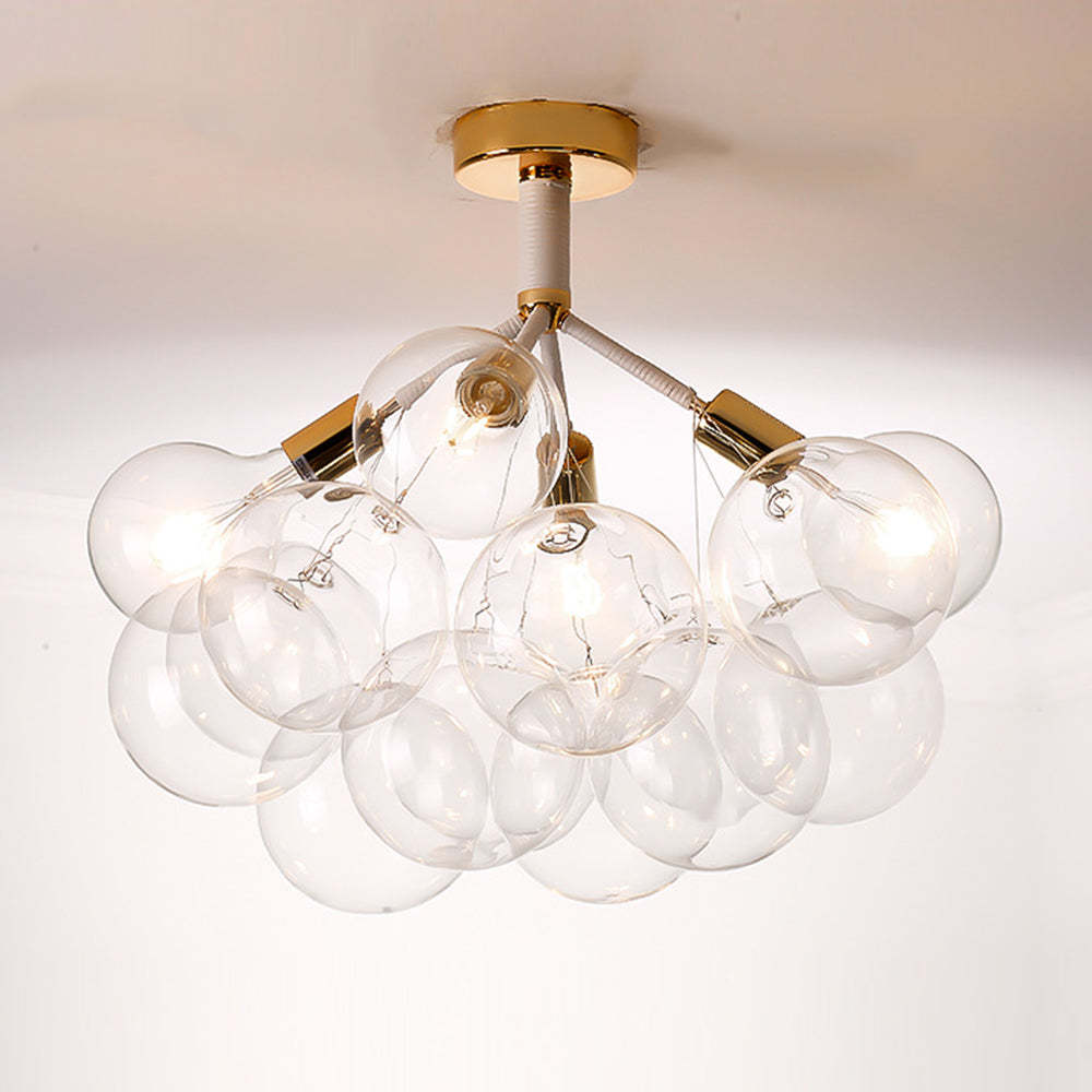Modern Glass Bubble Semi Flush Mount Ceiling Chandelier -Homdiy