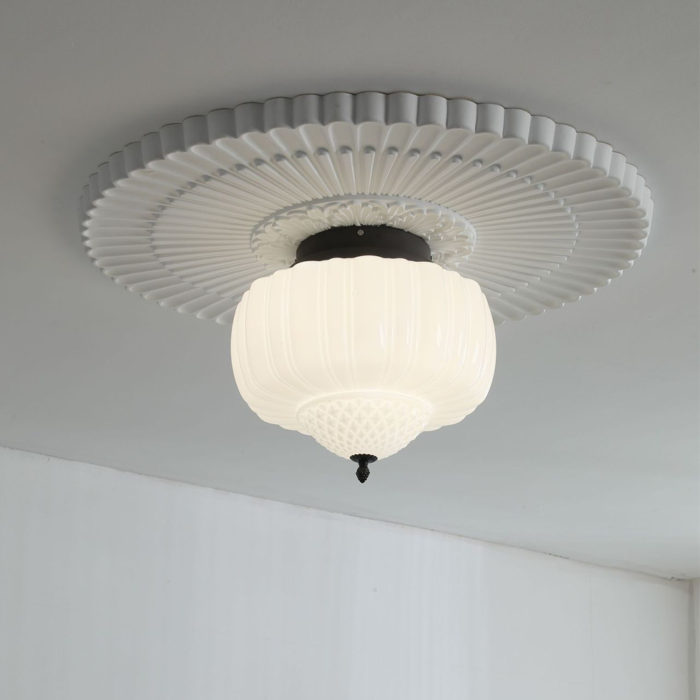 White  Cream Round Ceiling Lighting -Homdiy