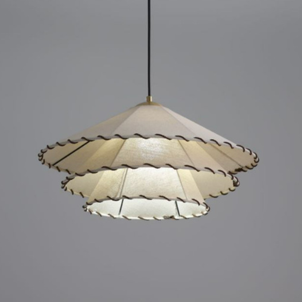 Vinatge Wabi-Sabi Lotus Leaf Fabric Pendant Light -Homdiy