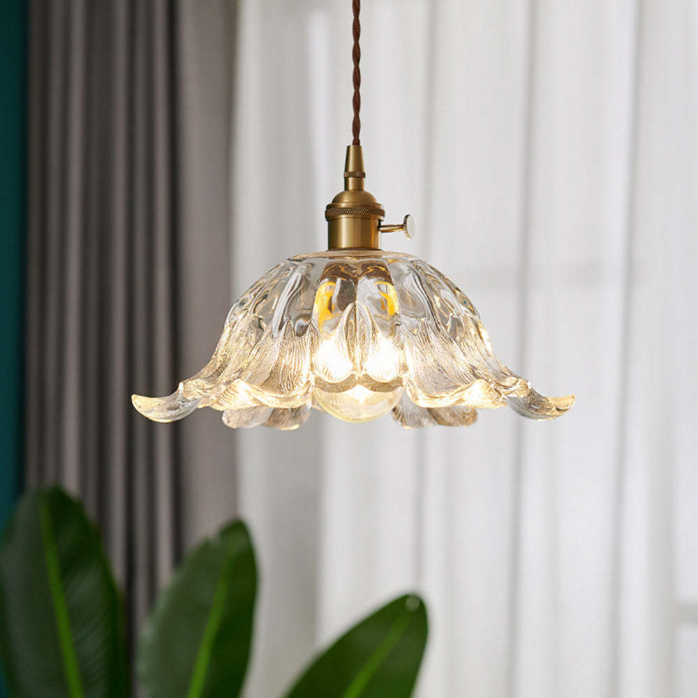Vintage Flower Glass Shade Pendant Light -Homdiy