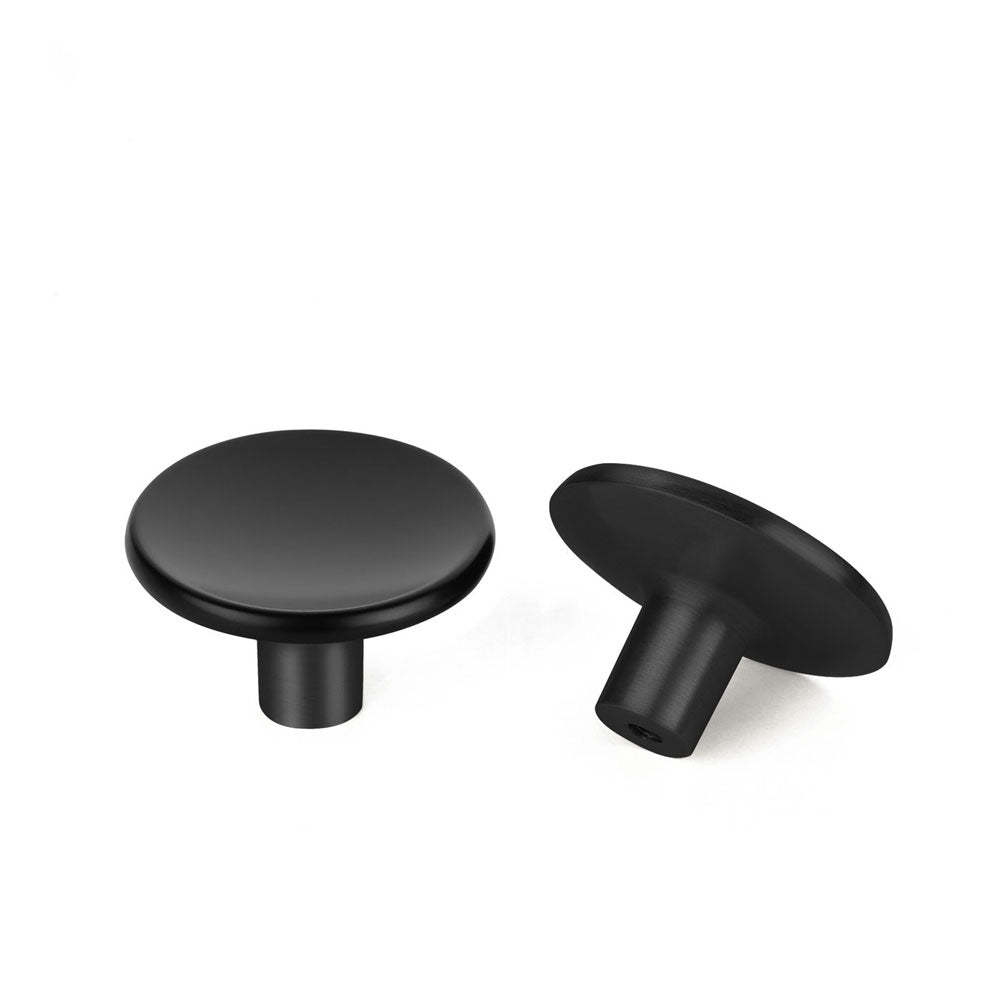 10 Pack Matte Black Cabinet Knobs Solid Round Kitchen Drawer Pulls (LS4008BK) -Homdiy