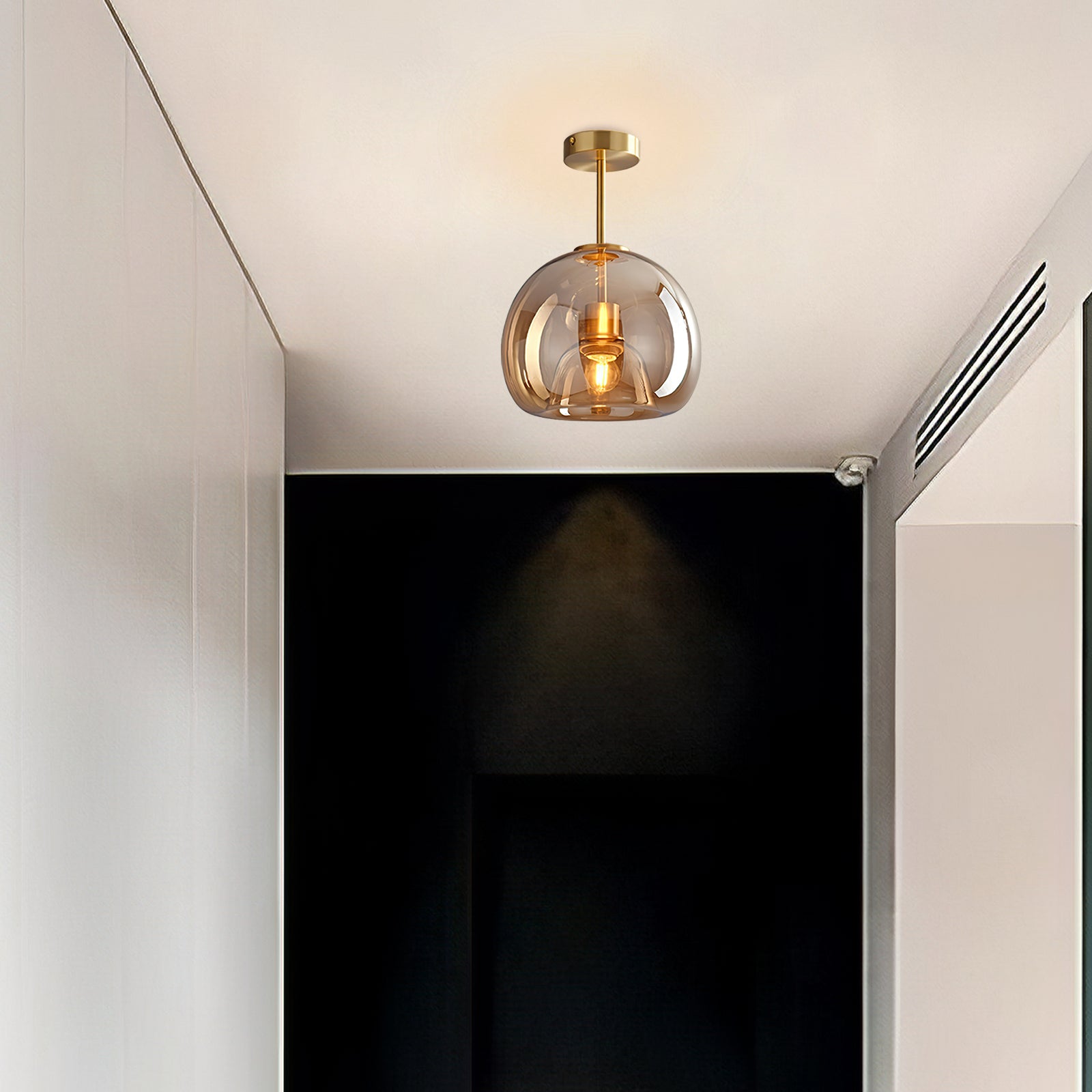 Homdiy Ceiling Lamp Vintage Bubble Glass Semi Flush Ceiling