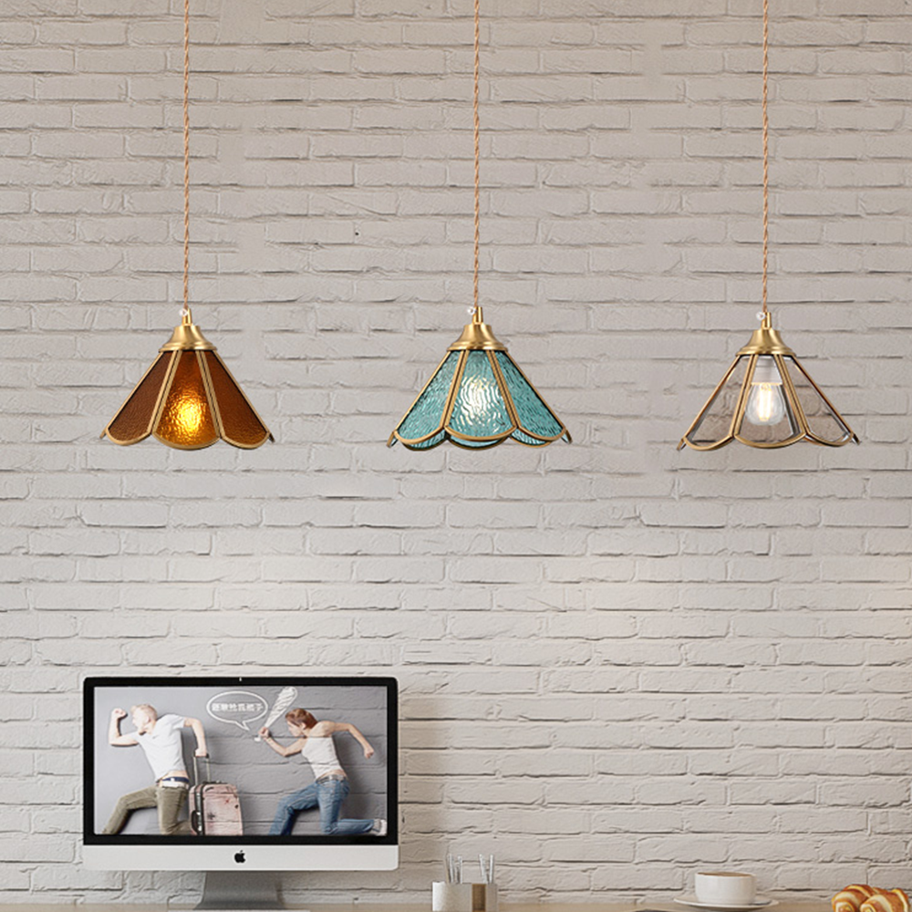 Modern Tiffany Flower Glass Pendant Light for Kitchen Island -Homdiy