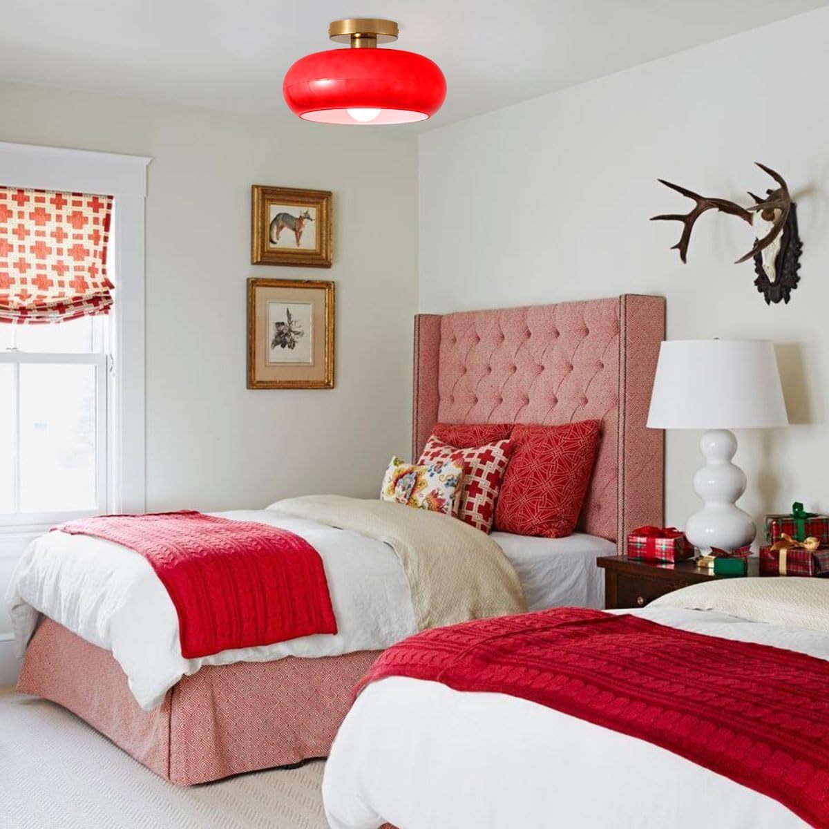 Retro Round Glass Shade Ceiling Light