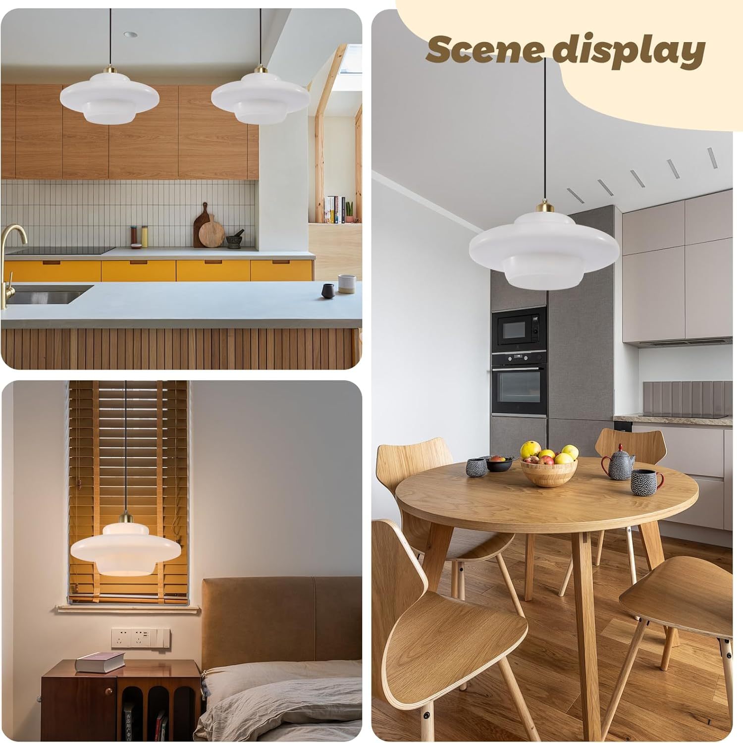 Mid Century Art Milk White Glass Pendant Light