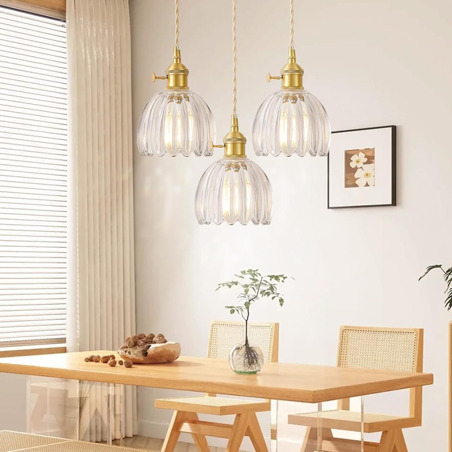 Retro Flower Glass Pendant Light