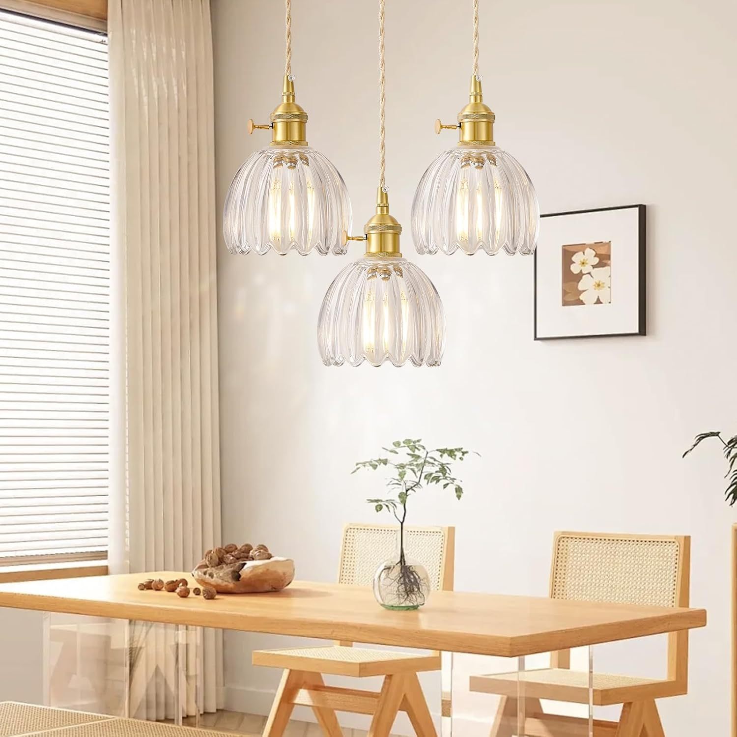 Retro Flower Glass Pendant Light