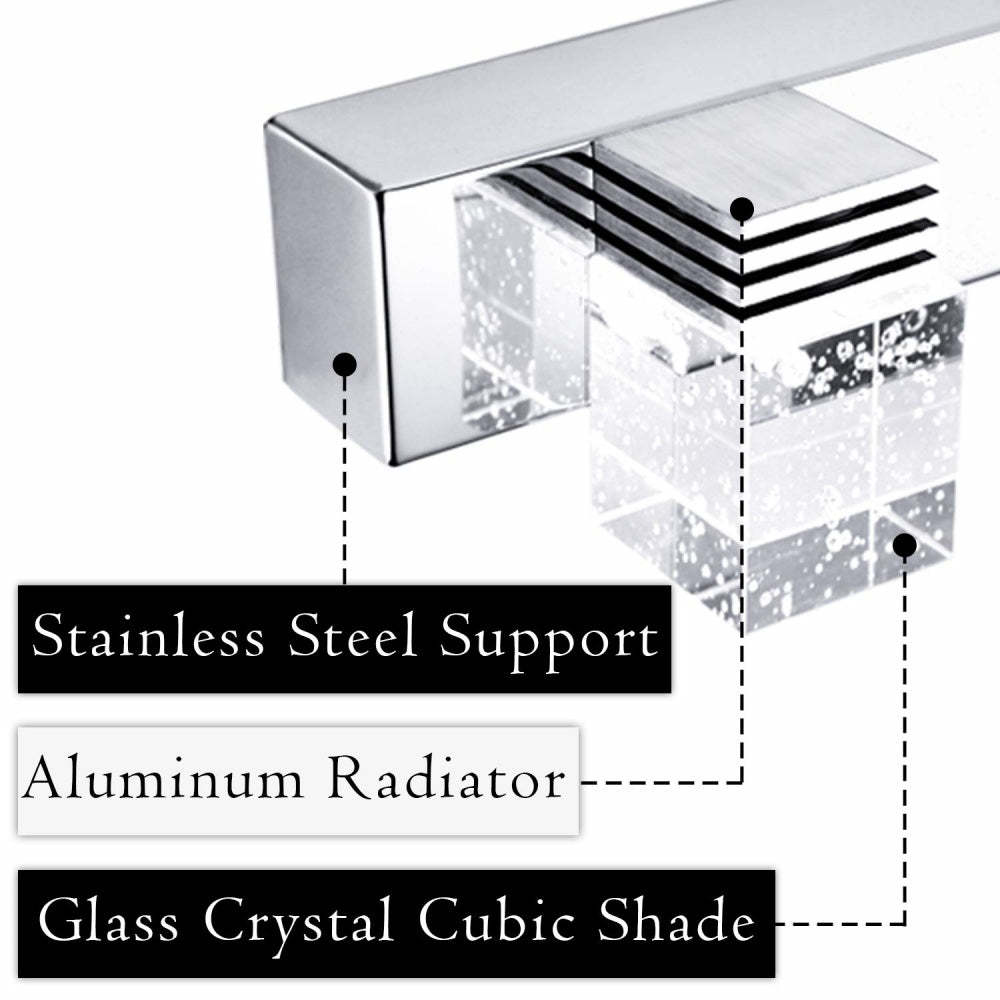 Crystal Block Silver Bathroom Vanity Wall Light -Homdiy