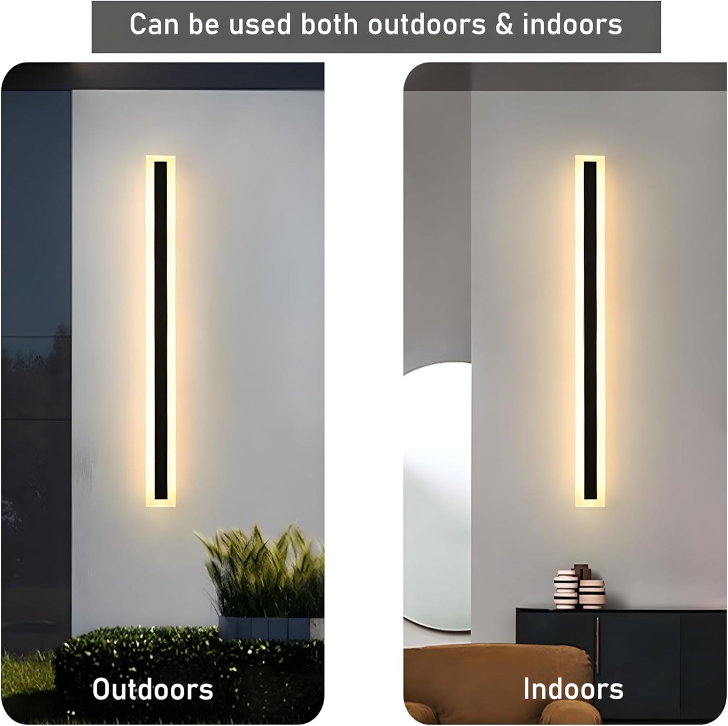 IP65 Modern Long Stripe Black Outdoor LED Porch Wall Lights