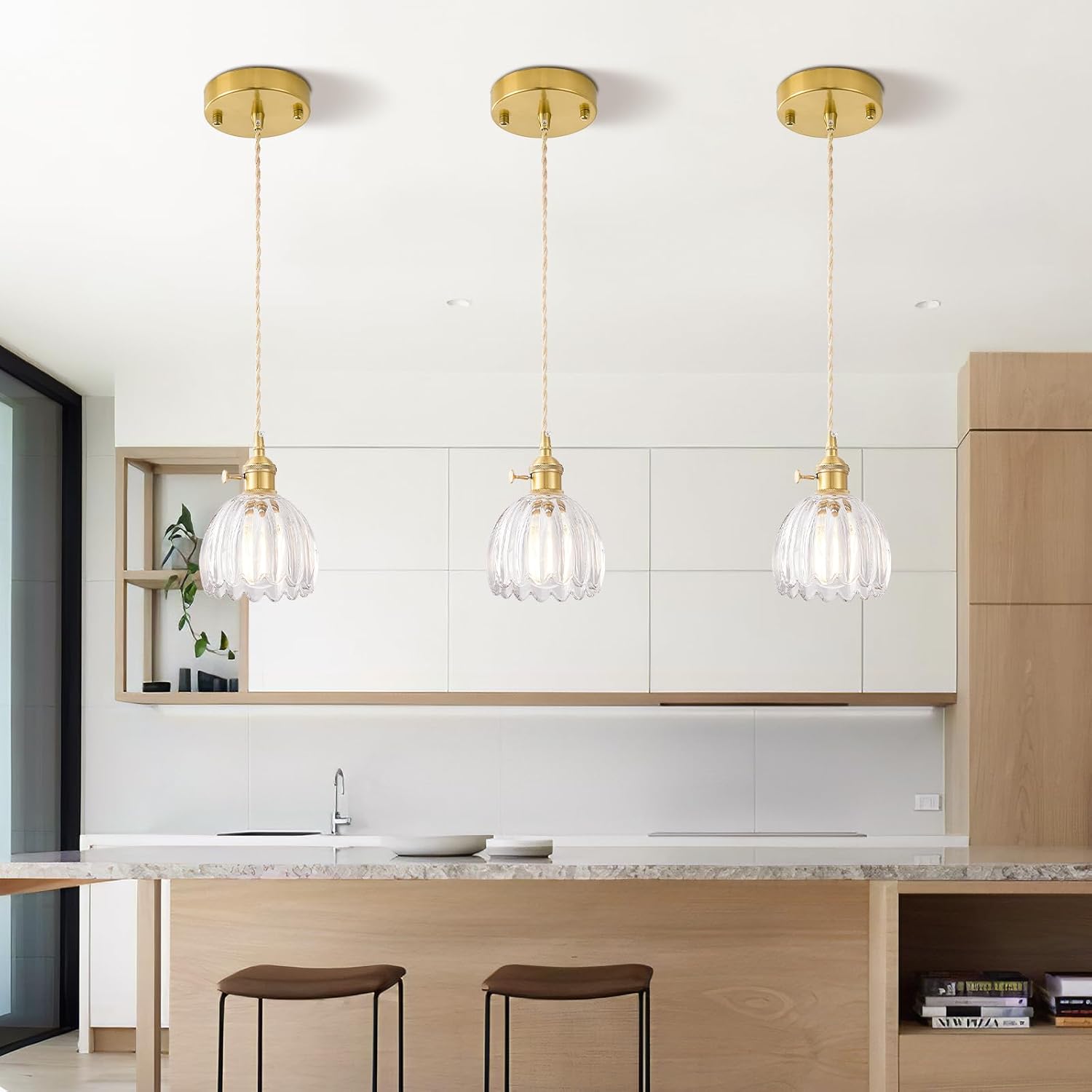 Retro Flower Glass Pendant Light