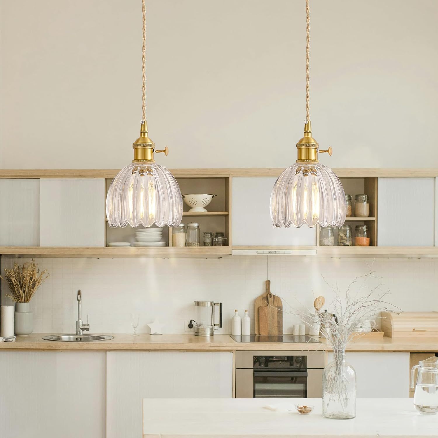 Retro Flower Glass Pendant Light