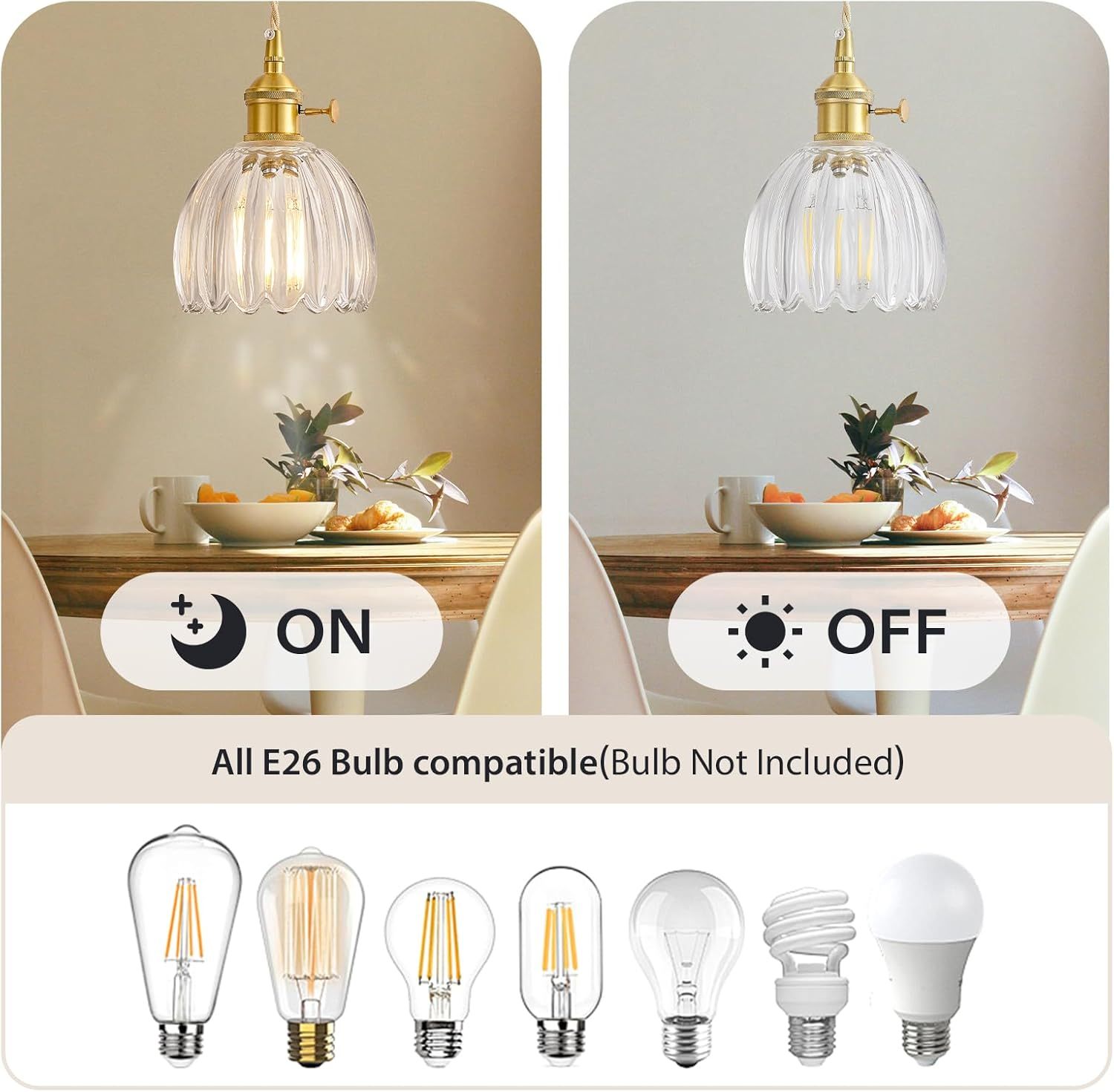 Retro Flower Glass Pendant Light