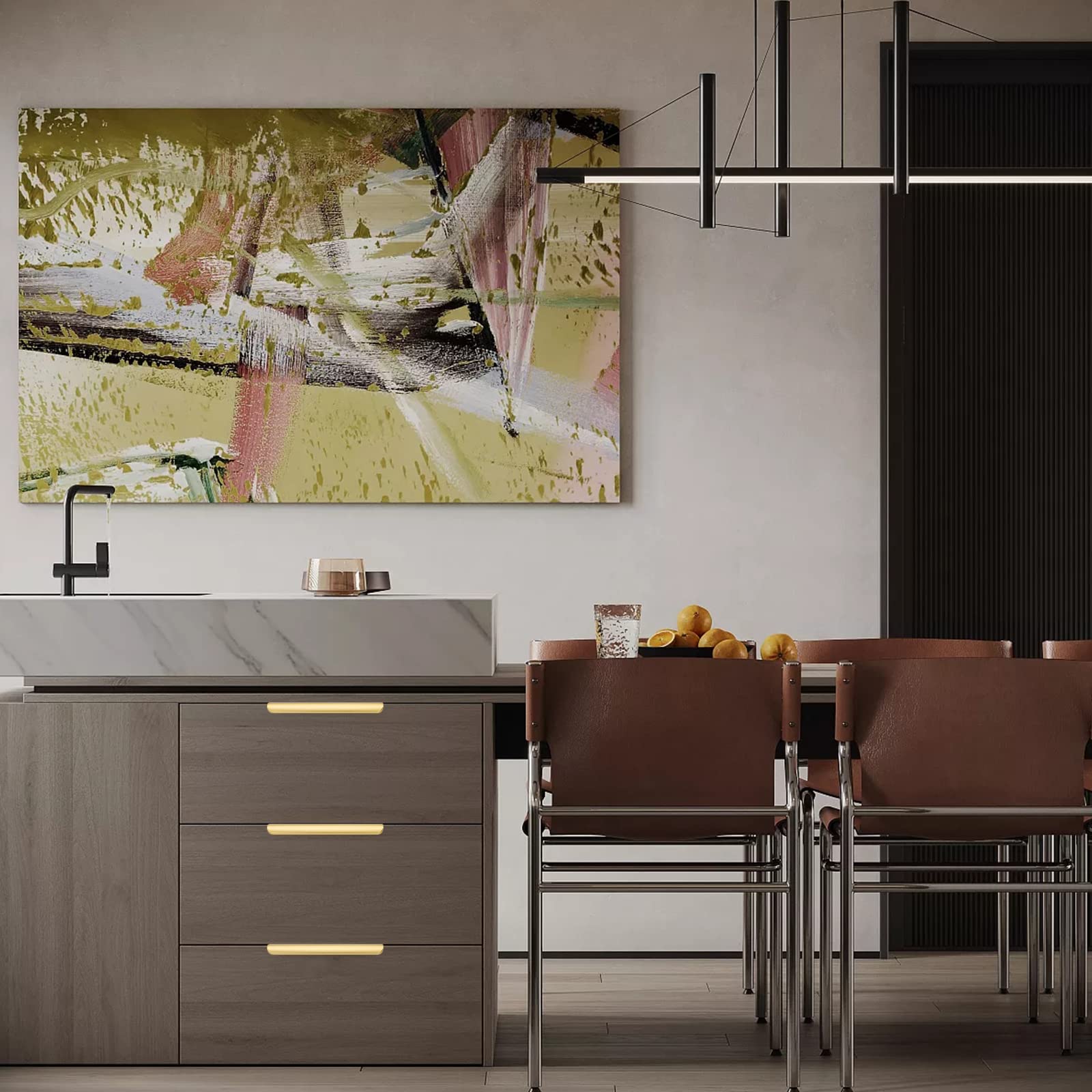 Brushed Brass Edge Finger Pulls Cabinet Handles