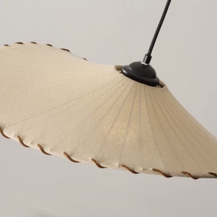 Wabi-Sabi Retro Creamy Lotus Leaf Fabric Pendant Light -Homdiy