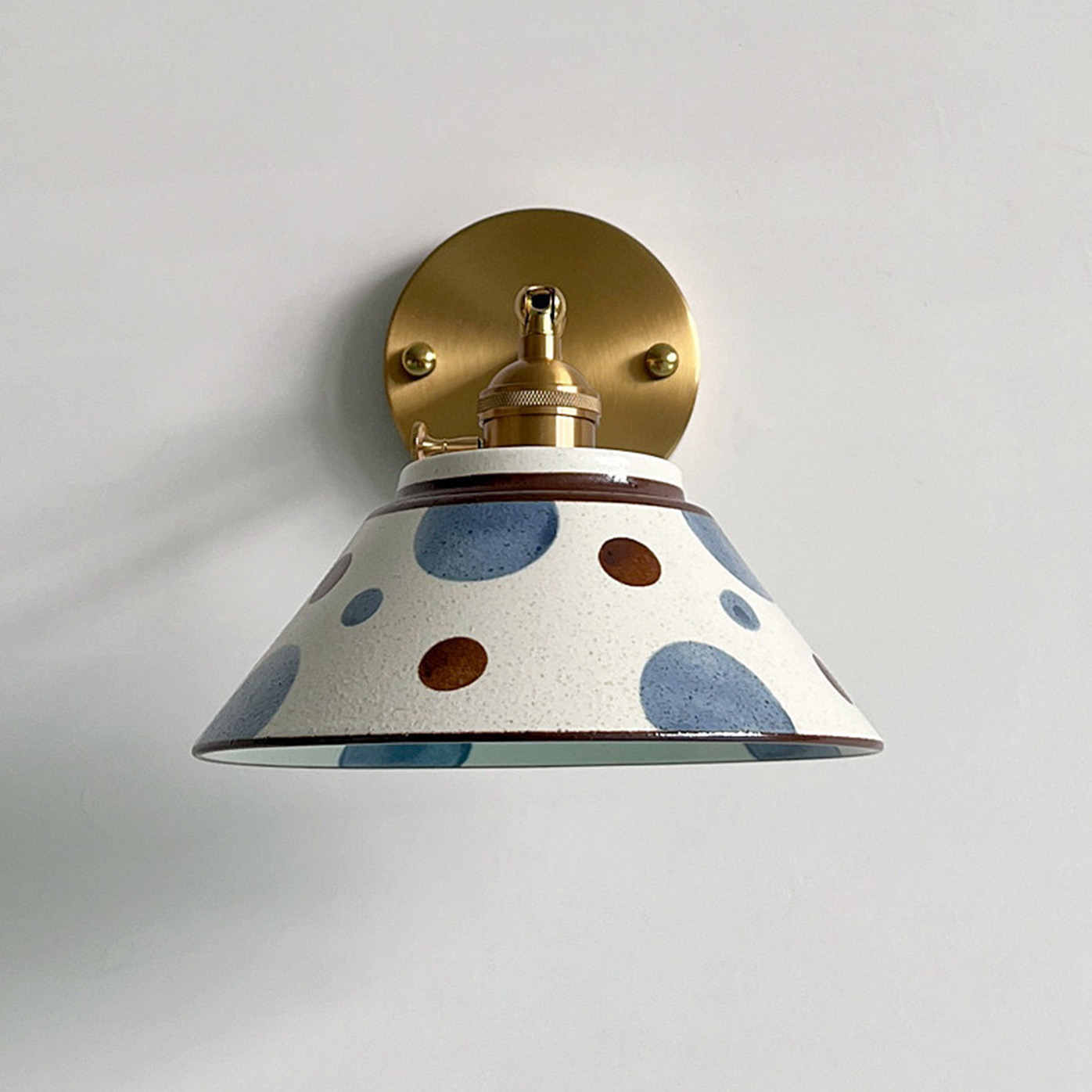 Blue Polka Dot Ceramic Pendant Light & Wall Sconce Set