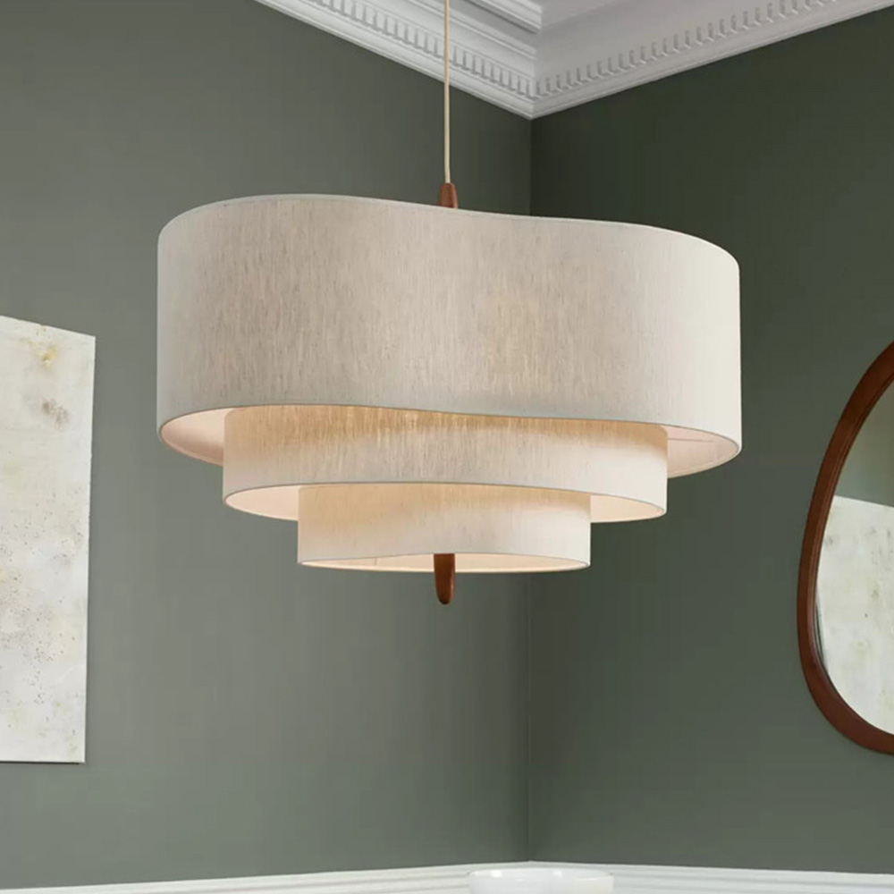 Vintage Wabi-Sabi Cream Fabric Pendant Light Chandelier