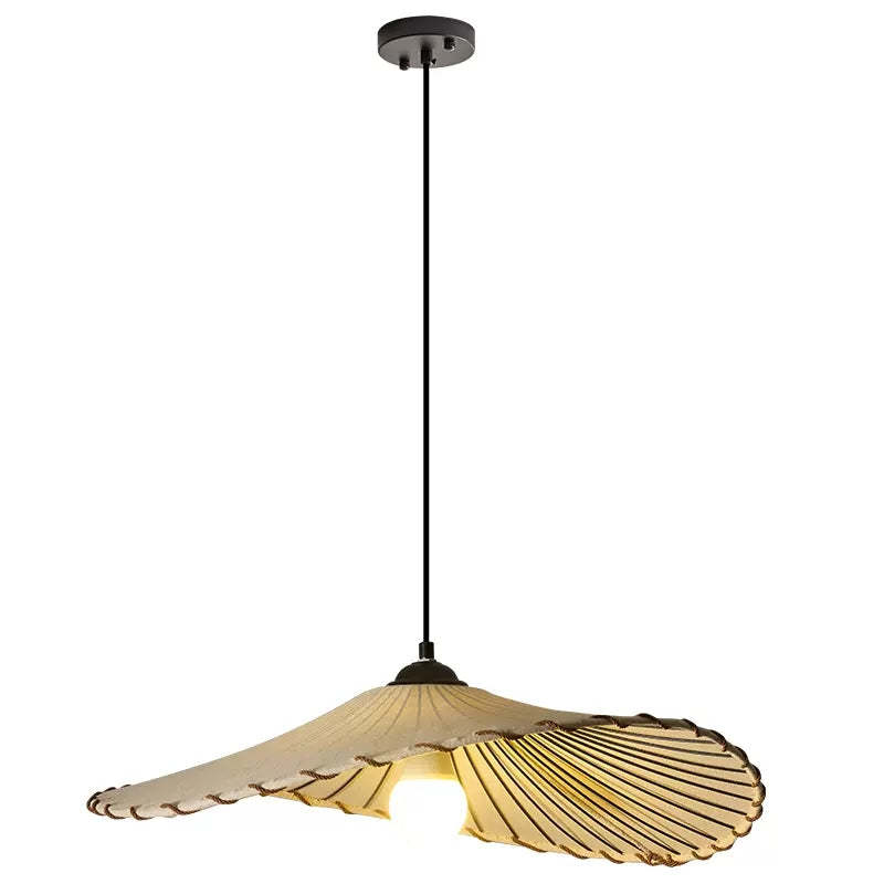 Wabi-Sabi Retro Creamy Lotus Leaf Fabric Pendant Light -Homdiy