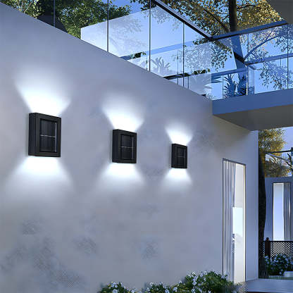 Modern Solar Black Up Down Outdoor Wall Light Sconce IP55