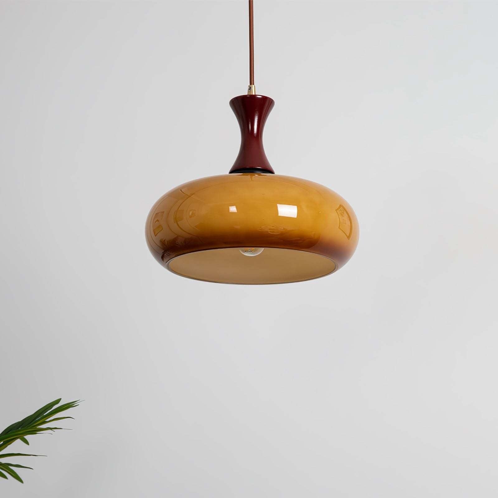 Retro Wooden Brown Dome Kitchen Island Hanging Light -Homdiy