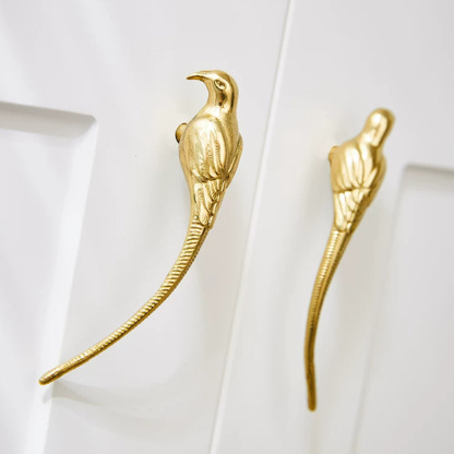 French Luxury Brushed Brass Bird Shape Cabinet Pulls
