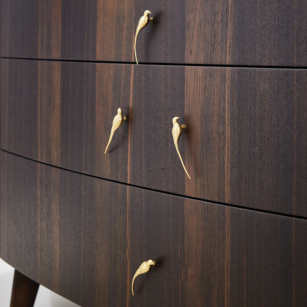 French Luxury Brushed Brass Bird Shape Cabinet Pulls