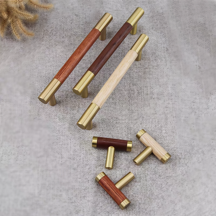 Modern Solid Brass Wood Kitchen Cabinets Handles