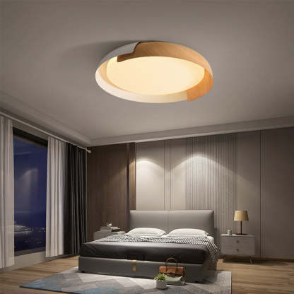 Contemporary Iron Wood Ceiling Light For Bedroom 