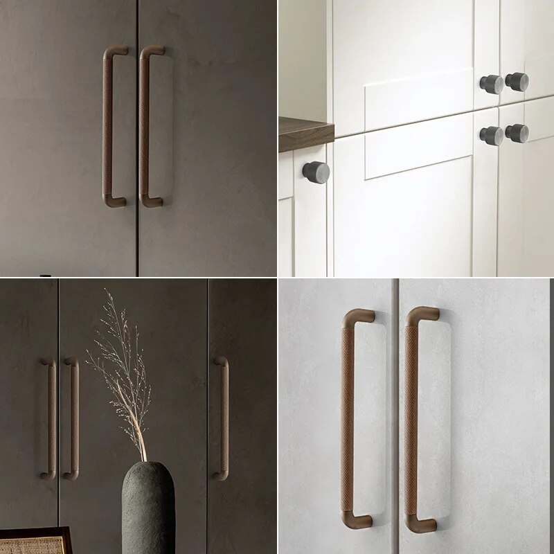 Modern Long Texture Brown Gray Cupboard Cabinet Pulls Handles -Homdiy