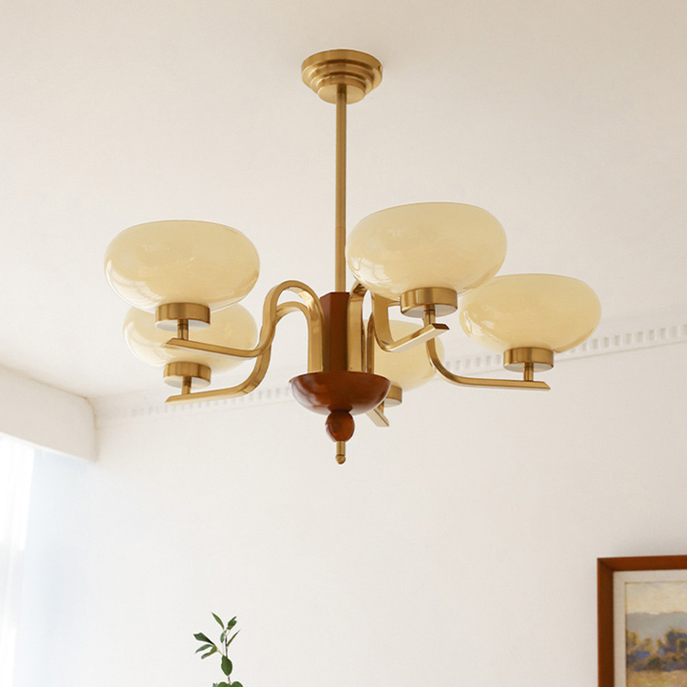 [Copy]Medieval Ball Glass Iron Brown Living Room Chandelier