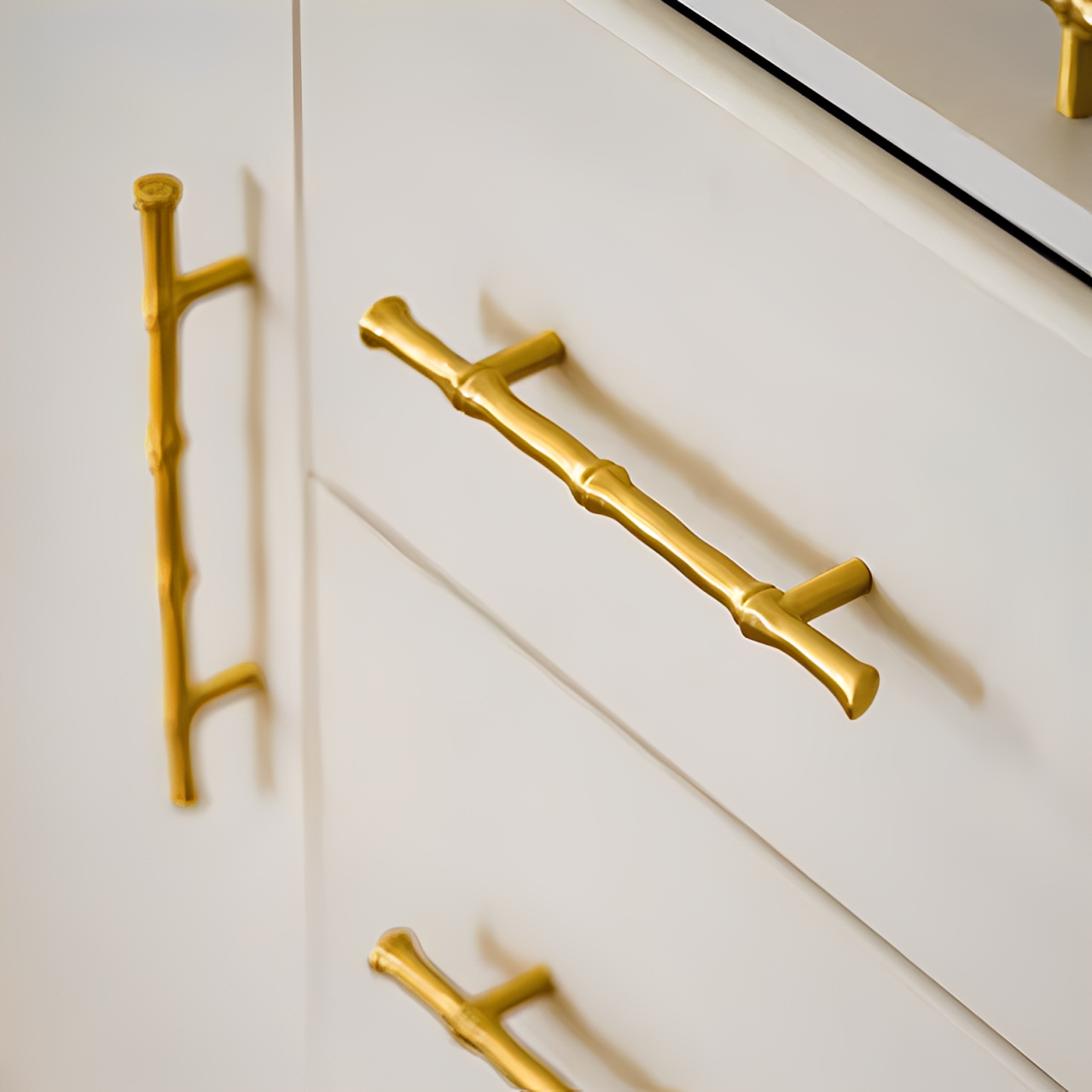 Bamboo Modern Brass Cabinet Handles